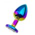 Sunfo - Metal Anal Plug with Gem (Rainbow-White)