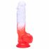 Sunfo - zaciskane, realistyczne dildo do jąder - 21 cm (półprzezroczysto-czerwone)