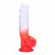 Sunfo - dildo realist cu ventuză - 21cm (transparent-roșu)