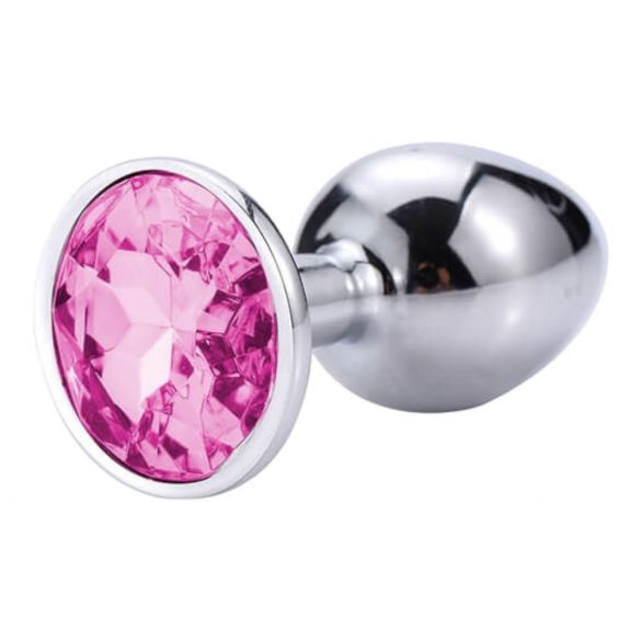 Sunfo - metall anal dildo med sten (silver-rosa)