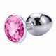 Sunfo - Metall Analplug mit Stein (Silber-Pink)