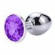 Plug anale in metallo con gemma decorativa (argento-viola)