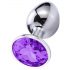 Sunfo - Metal Anal Plug with Gem (Silver-Purple)