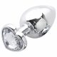 Sunfo - Metal Anal Dildo with Heart-Shaped Stone (Silver-White)