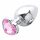 Sunfo - metal anal dildo with heart-shaped stone (silver-pink)