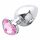 Sunfo - Metal Anal Dildo with Heart-Shaped Gem (Silver-Pink)