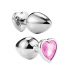 Sunfo - metalinis analinis kaištis su širdies formos akmeniu (sidabrinis rožinis)