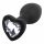 Sunfo - Silicone Anal Dildo with Heart-Shaped Gem (Black and White)