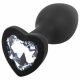 Sunfo - Silicone Anal Dildo with Heart-Shaped Gem (Black and White)