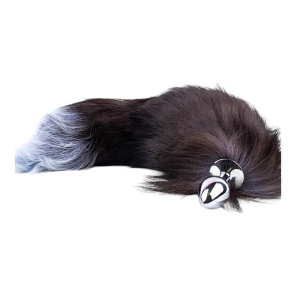 Sunfo - Metal Anal Dildo with Fox Tail (Silver-Black)