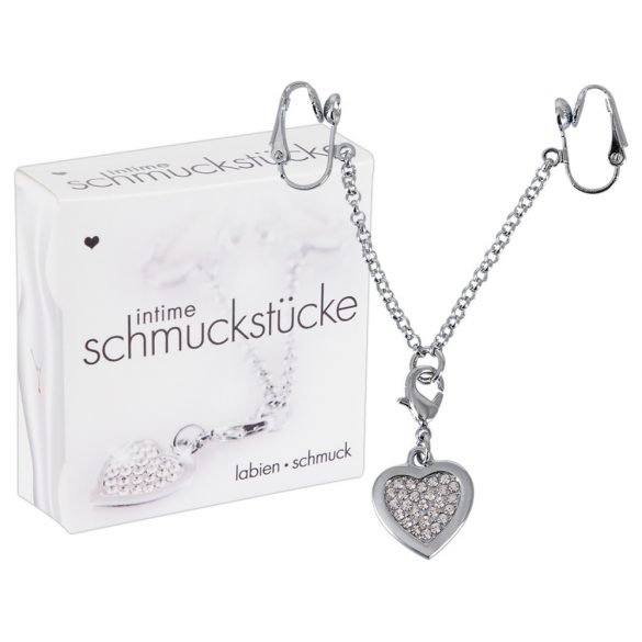 Strass-besetzter Herz-Intimschmuck (silber)