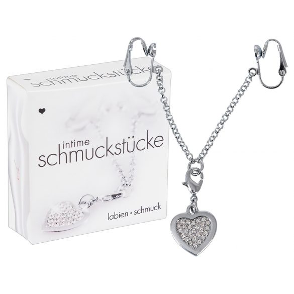 Rhinestone Heart Intimate Jewelry (Silver)