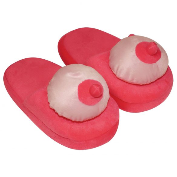 Pink Plush Slippers - Breast Shaped