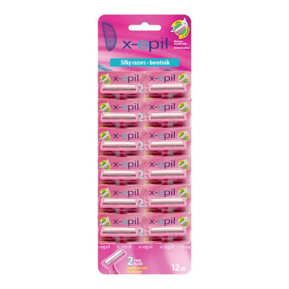 X-Epil Silky - 2-blade razor with rubberized handle (12pcs)