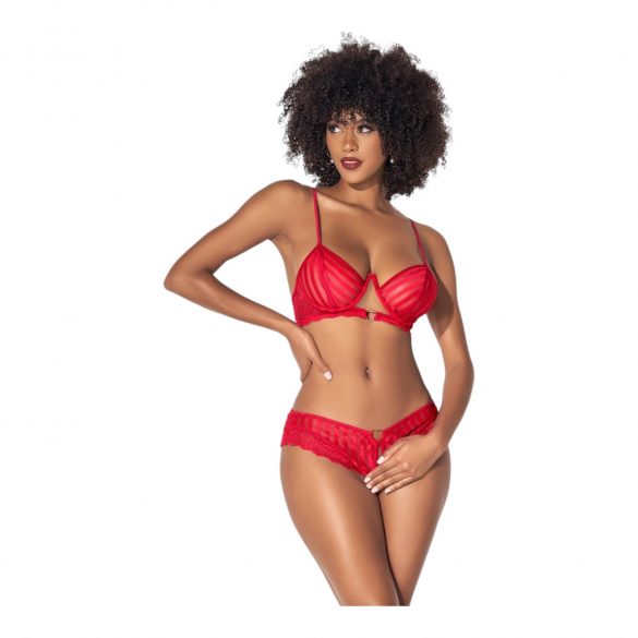 Mapalé - Set Reggiseno e Perizoma Aperti (Rosso)  - L/XL