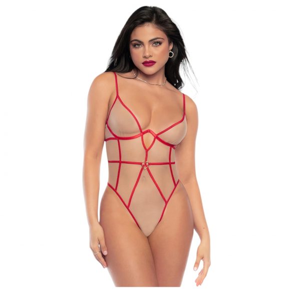 Mapale - Red and Nude Strappy Bodysuit