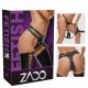 ZADO - leather harness with 2 inner dildos (black)  - L/XL