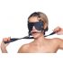 Maschera in pelle per testa con morso e guinzaglio di ZADO (nera)