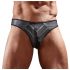 Shiny Men's Thong with Sheer Insert (Black)