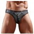 Shiny Men's Thong with Sheer Insert (Black)  - M