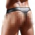 Shiny Men's Thong with Sheer Insert (Black) - M