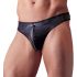 Svenjoyment - Glossy Men's Thong with Rhinestone Zipper (Black)  - M