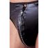 Svenjoyment - Glossy Men's Thong with Rhinestone Zipper (Black)  - M