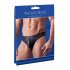 Svenjoyment - Glossy Men's Thong with Rhinestone Zipper (Black)  - XL