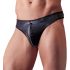 Svenjoyment - Glossy Men's Thong with Rhinestone Zipper (Black)  - 2XL