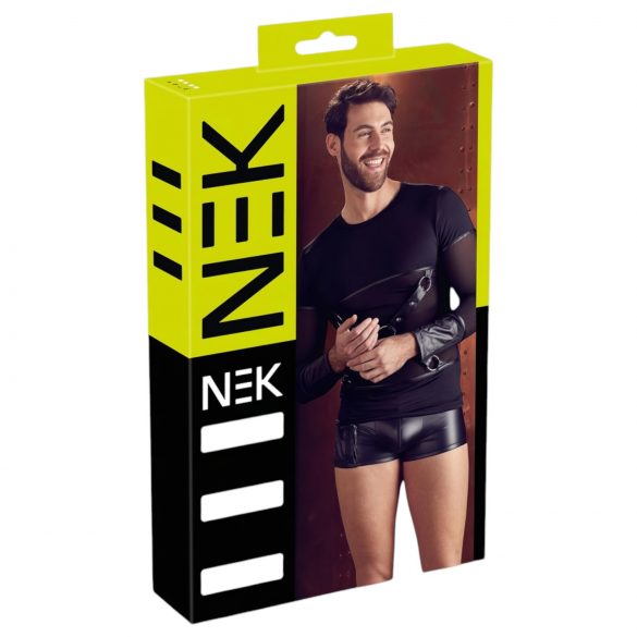 NEK - Men's Cross-Strap Long Sleeve Top (Black) - M