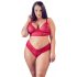 Cottelli Plus Size - weicher Spitzen-BH-Set (rot)