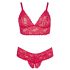 Cottelli Grande Taille - ensemble soutien-gorge en dentelle douce (rouge) - 3XL