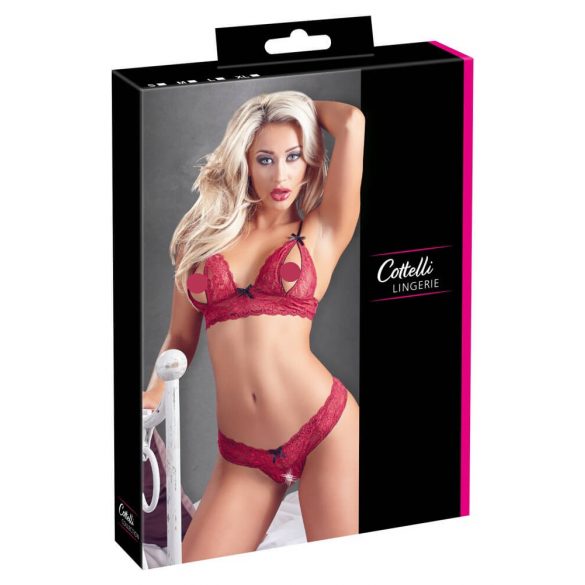 Cottelli - Lace Bra Set (Red)  - L