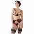 Abierta Fina - Glittering Lace Charm - Bra Set (Black)  - L