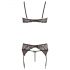 Abierta Fina - Glittering Lace Charm - Bra Set (Black)  - L