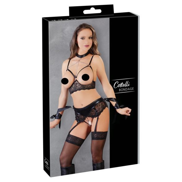 Cottelli Bondage - kanten lingerie set (5-delig) - M