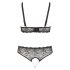 Cottelli Plus Size - Beaded Bra Set (Black)  - 2XL