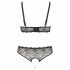 Cottelli Plus Size - Beaded Bra Set (Black)  - 2XL