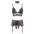 Cottelli Bondage - Lace Shiny Lingerie Set (4 Pieces)  - L