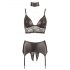 Cottelli Bondage - Lace Shiny Lingerie Set (4 Pieces)  - XL