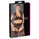 Cottelli Plus Size - rhinestone lace lingerie set (black)