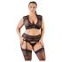 Cottelli Plus Size - Lace Lingerie Set with Rhinestones (Black)