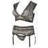 Cottelli Plus Size - Lace Lingerie Set with Rhinestones (Black)