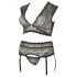 Cottelli Plus Size - Lace Lingerie Set with Rhinestones (Black)