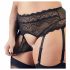 Cottelli Plus Size - Lace Lingerie Set with Rhinestones (Black)  - 3XL