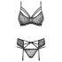 Obsessive 818-SEG-1 - Rhinestone Lace Lingerie Set (Black)  - L/XL