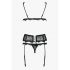 Obsessive Emperita - klein geborduurd lingerie set (zwart)