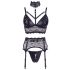 Cottelli Bondage - Lace Lingerie Set with Handcuffs (Black)