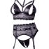 Cottelli Bondage - Lace Lingerie Set with Handcuffs (Black)