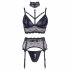 Cottelli Bondage - Lace Lingerie Set with Handcuffs (Black)  - M